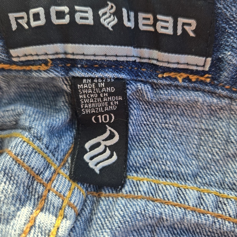 Vtg Rocawear Denim Shorts Boys 10 Blue Embroidered Logo Baggy Jorts Y2K Hip Hop - Picture 6 of 10